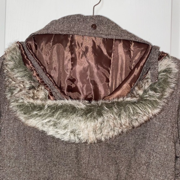 Charlotte Russe Wool Blend Tan Brown Button Front Hooded Winter Jacket Coat - Picture 3 of 5